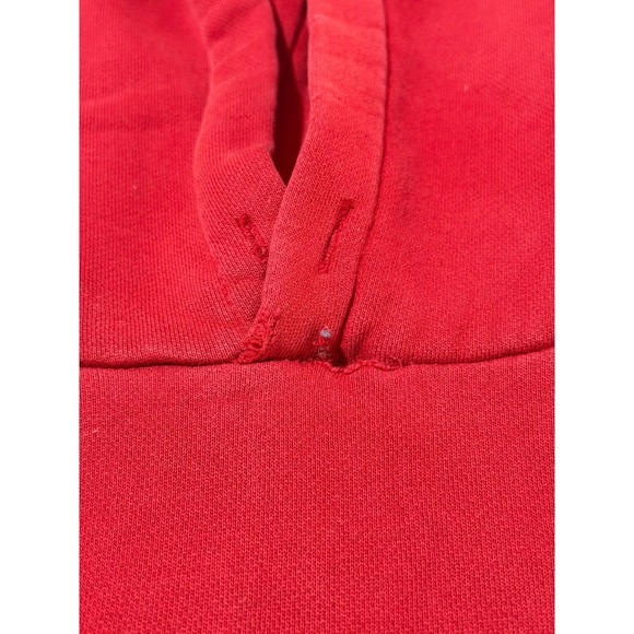 Abercrombie Red Pullover Hoodie Sweatshirt 33 Applique Vintage Style Womens XL - Picture 5 of 5
